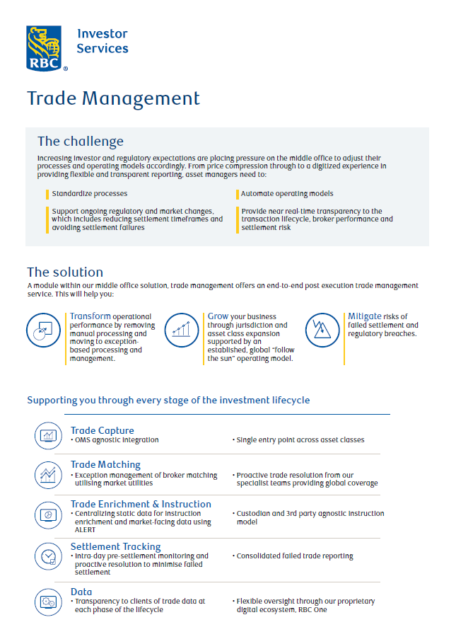 Preview of the Trade Management factsheet